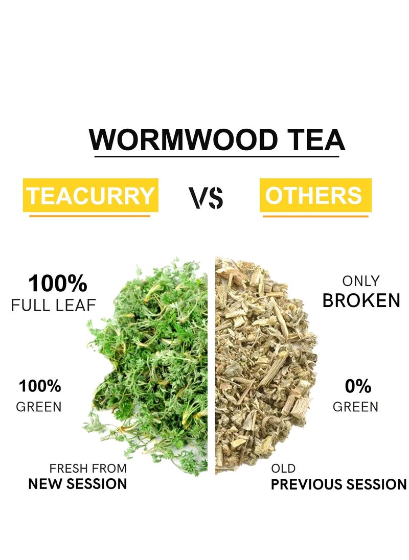 TEACURRY Wormwood Tea (1 Month Pack, 30 Tea Bags) - Helps with Digestion, Ulcer and Liver Care – Premium Himalayan Artemisia