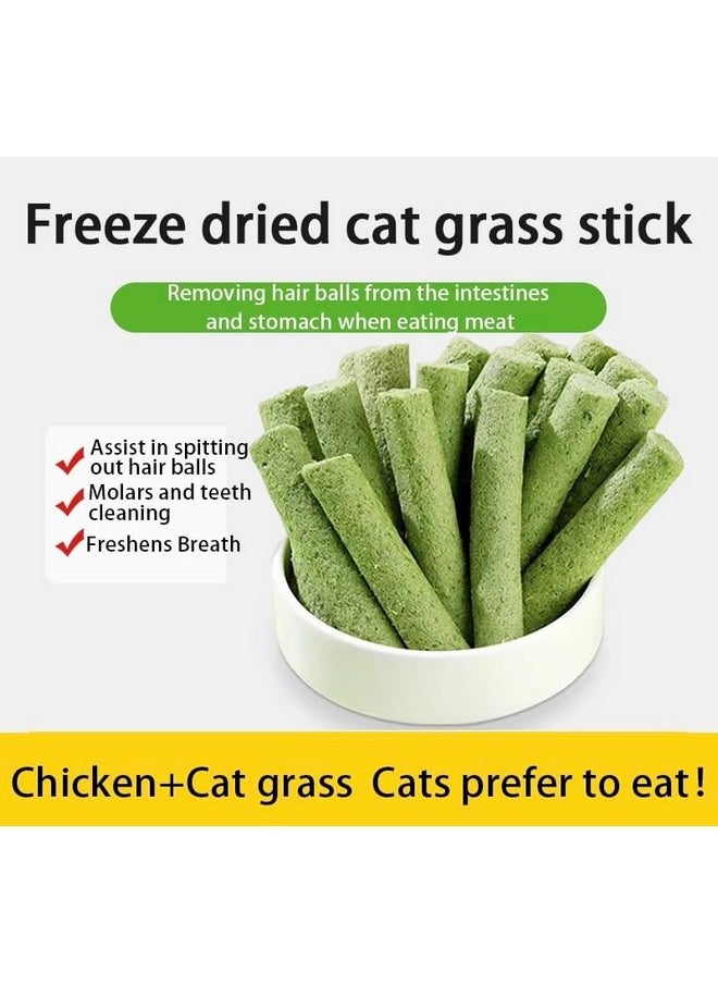 Cat Grass Teething Stick for Hairball Removal and Teeth Cleaning, Cat Grass Sticks for Indoor Cats, Chicken Flavored Hairball Treats for Cats, Natural Cat Dental Treat