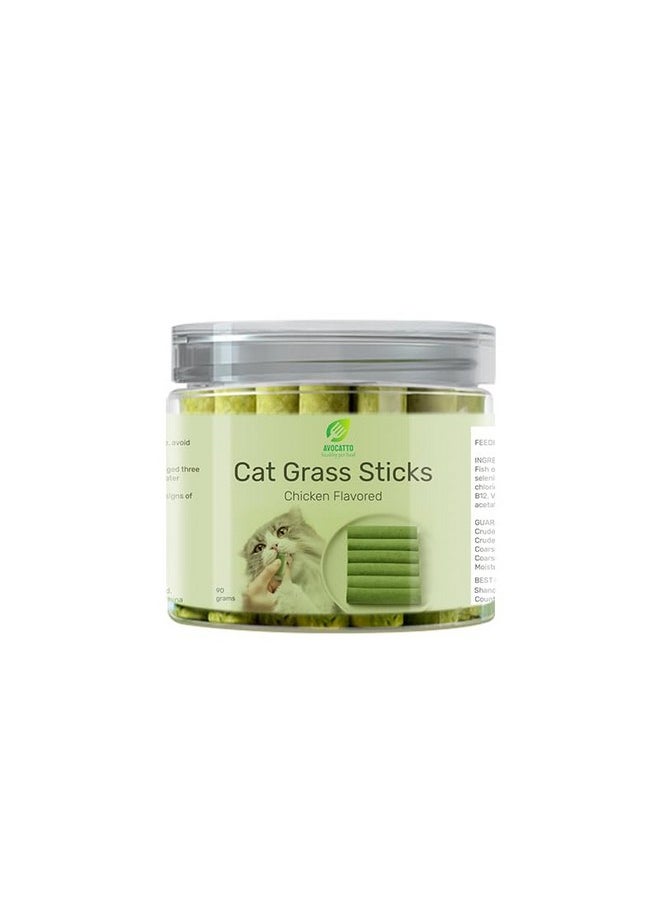 Cat Grass Teething Stick for Hairball Removal and Teeth Cleaning, Cat Grass Sticks for Indoor Cats, Chicken Flavored Hairball Treats for Cats, Natural Cat Dental Treat