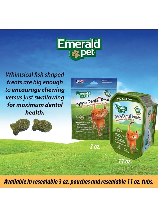 Feline Dental Treats - Tasty and Crunchy Cat Dental Treats Grain Free - Natural Dental Treats to Clean Cat Teeth, Freshen Cat Breath, and Reduce Plaque and Tartar Buildup - Catnip Treats, 3 oz