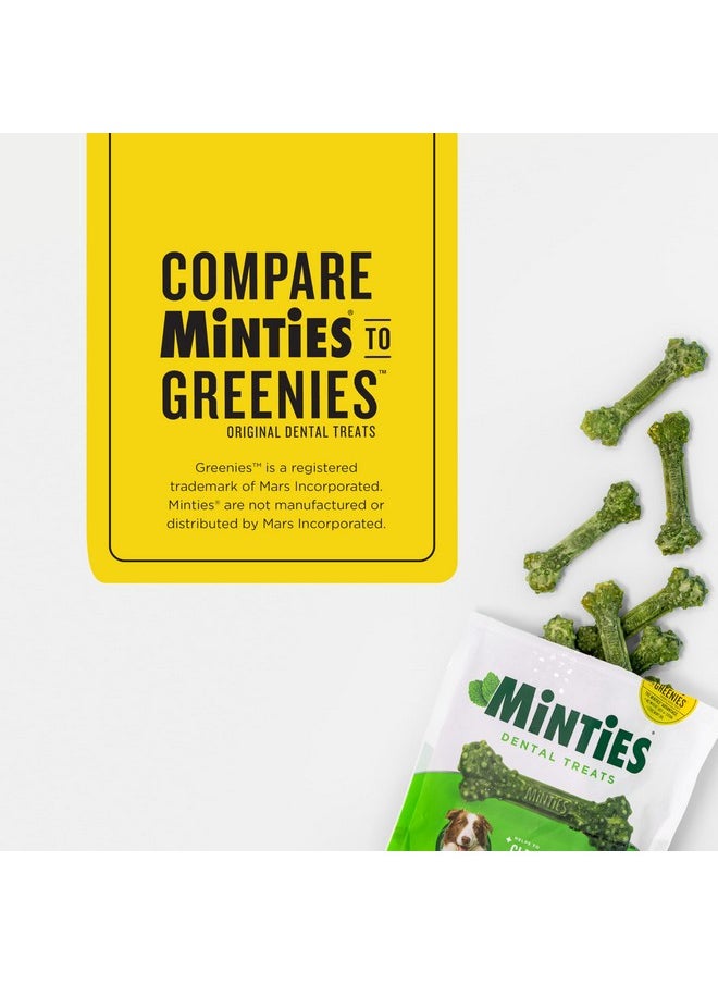 Minties Dental Chews for Dogs, 60 Count, Vet-Recommended Mint-Flavored Dental Treats for Medium Dogs 25-50 lbs, Dental Bones Clean Teeth, Fight Bad Breath, and Removes Plaque and Tartar