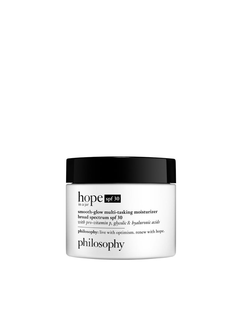 philosophy hope in a jar smooth-glow multi-tasking face moisturizer + spf 30 - with pro-vitamin P, glycolic acid & hyaluronic acid - provides deep & long-lasting hydration - 2 fl oz