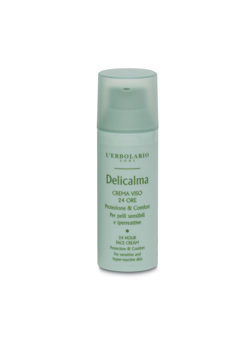 L'Erbolario Delicalma 24 Hours Face Cream - Comfort For Sensitive And Hyper-Reactive Skin - Reduces Reddening - Alleviates Irritation From Hyper-Reactivity - Helps Strengthen Skin's Defenses - 1.6 Oz
