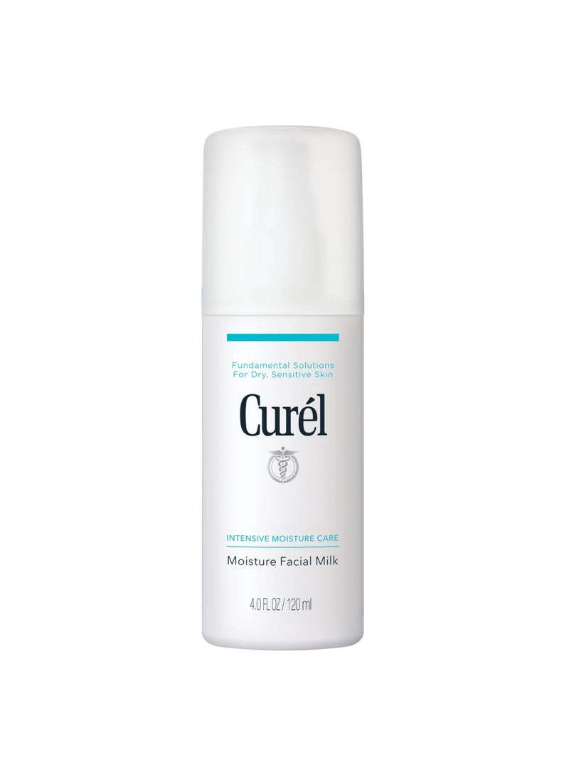 Curel Japanese Skin Care Moisture Facial Milk Moisturizer, Daily Face Lotion for Dry Sensitive Skin, pH Balanced, Unscented Advanced Ceramide Care Face Cream without Drying Alcohols, 4 oz