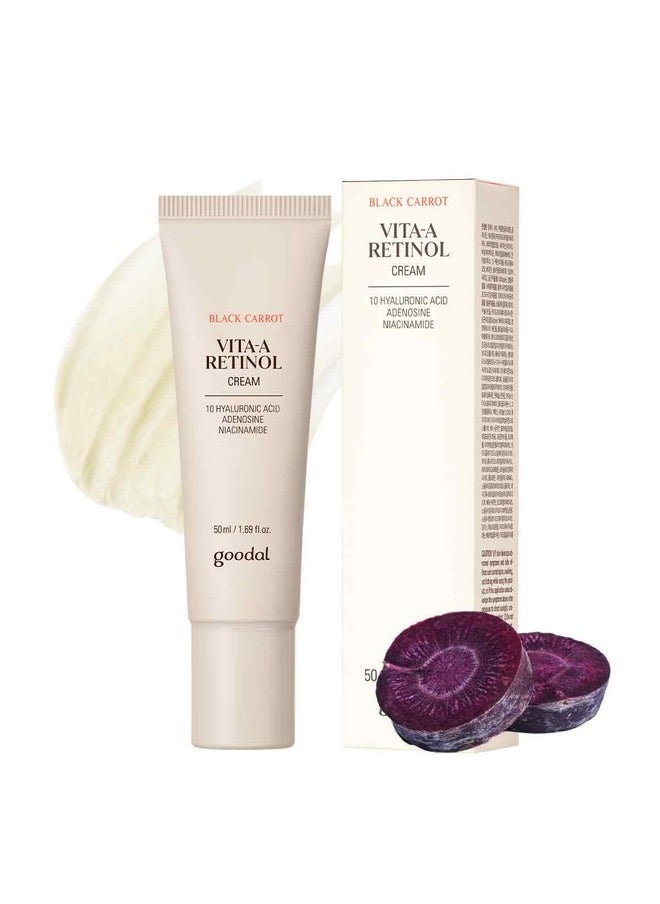 GOODAL Black Carrot VITA-A Retinol Cream 50ml, Korean Skin Care Moisturizer, 48-hour Lasting Hydration