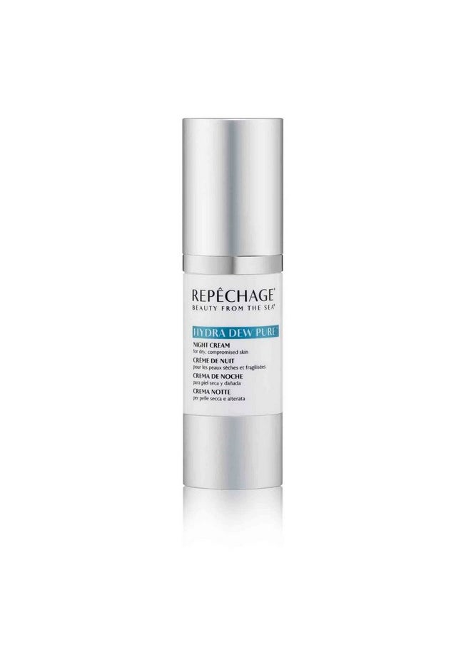 Repechage Hydra Dew Pure Night Cream for Dry Skin - Anti Aging Evening Cream with Peptides and Hyaluronic Acid, Diminishes Fine Lines and Wrinkles, 1fl oz.