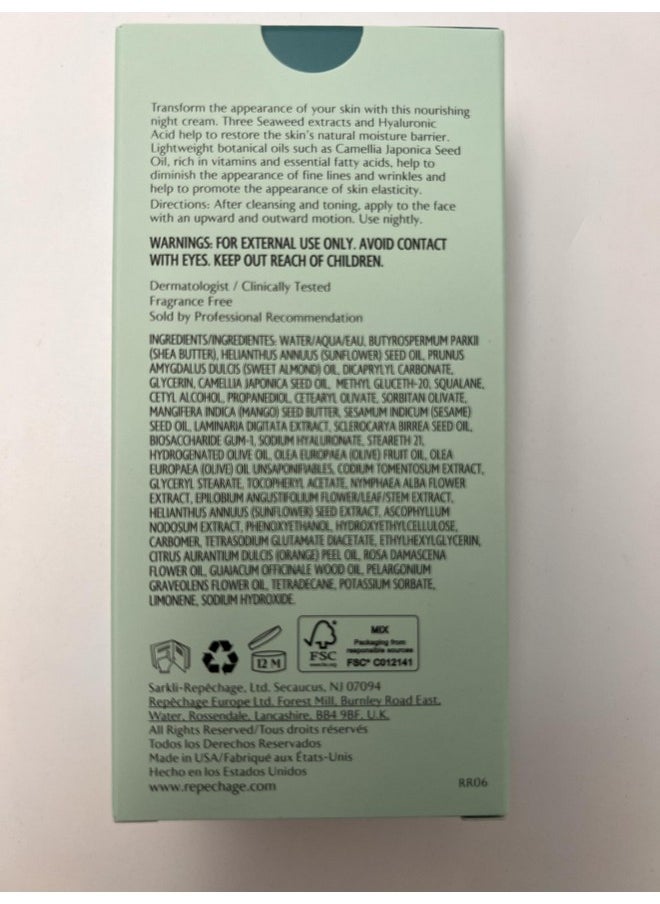 Repechage Hydra Dew Pure Night Cream for Dry Skin - Anti Aging Evening Cream with Peptides and Hyaluronic Acid, Diminishes Fine Lines and Wrinkles, 1fl oz.