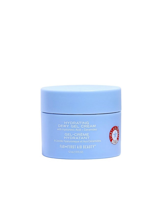 First Aid Beauty - Hydrating Dewy Gel Cream, Lightweight Oil-Free Facial Moisturizer with Hyaluronic Acid and Ceramides, Helps Reduce Excess Oil Build Up & Improve Skins Hydration, 1.7 oz