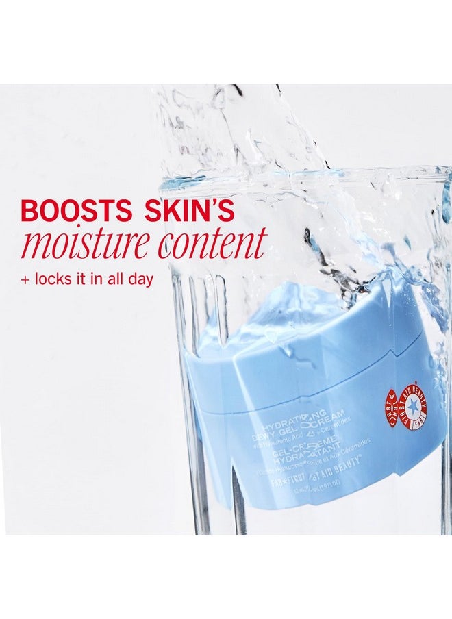 First Aid Beauty - Hydrating Dewy Gel Cream, Lightweight Oil-Free Facial Moisturizer with Hyaluronic Acid and Ceramides, Helps Reduce Excess Oil Build Up & Improve Skins Hydration, 1.7 oz