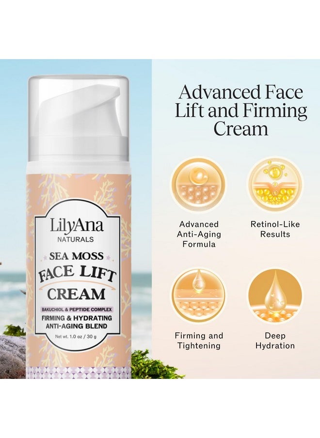 LilyAna Naturals Bakuchiol Face Lift Cream with Sea Moss and Peptide Complex - Face Cream for Women - Moisturizing and Lifting Facial Cream - Anti-Aging Overnight Moisturizer - Made in the USA - 1 oz