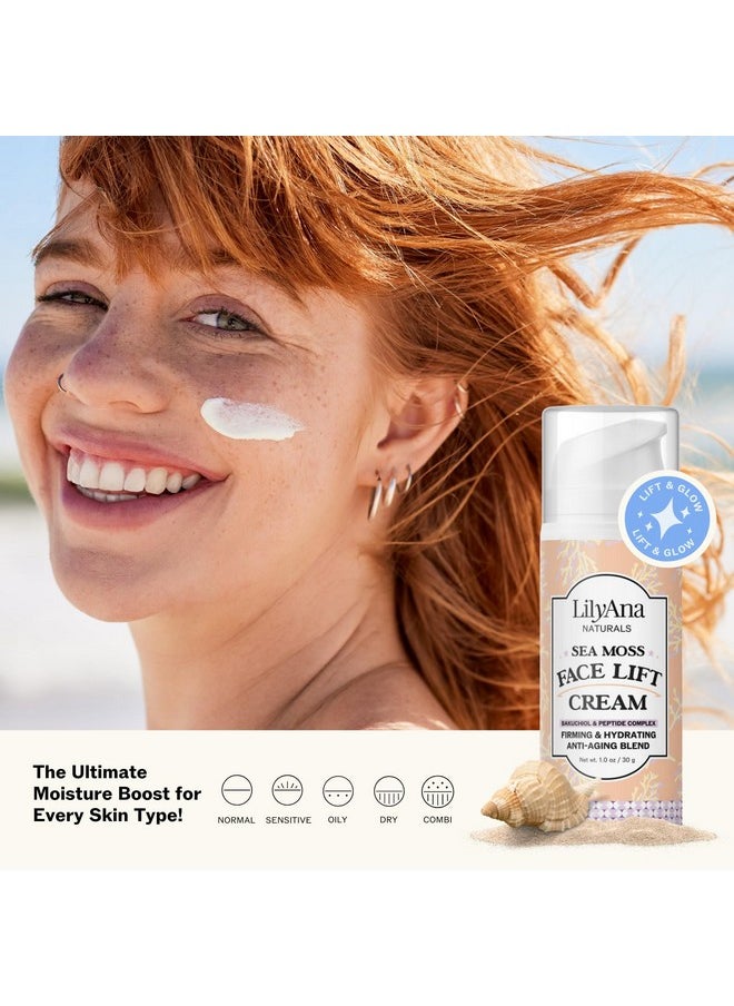 LilyAna Naturals Bakuchiol Face Lift Cream with Sea Moss and Peptide Complex - Face Cream for Women - Moisturizing and Lifting Facial Cream - Anti-Aging Overnight Moisturizer - Made in the USA - 1 oz