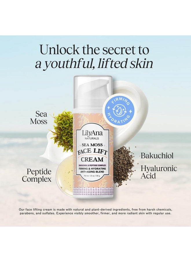 LilyAna Naturals Bakuchiol Face Lift Cream with Sea Moss and Peptide Complex - Face Cream for Women - Moisturizing and Lifting Facial Cream - Anti-Aging Overnight Moisturizer - Made in the USA - 1 oz
