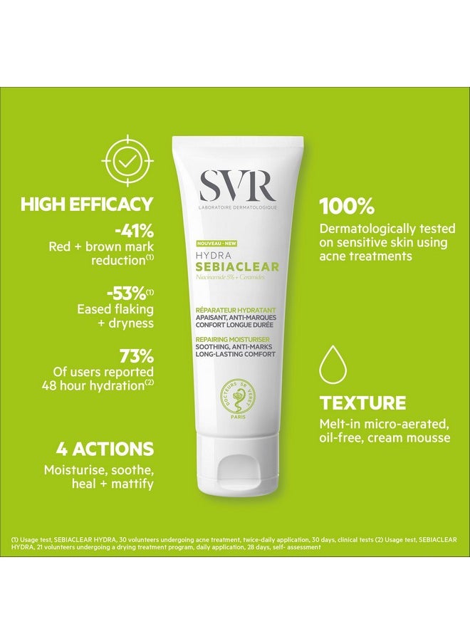 SVR Sebiaclear Moisturizing Face Cream - Soothing Moisturizer, Reduces the appearance of marks, with Niacinamide, Hyaluronic Acid and Ceramides for Oily Sensitive Skin, Non-Comedogenic. 1.4 oz.
