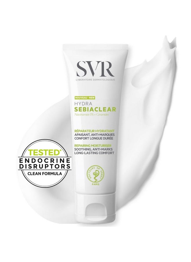 SVR Sebiaclear Moisturizing Face Cream - Soothing Moisturizer, Reduces the appearance of marks, with Niacinamide, Hyaluronic Acid and Ceramides for Oily Sensitive Skin, Non-Comedogenic. 1.4 oz.