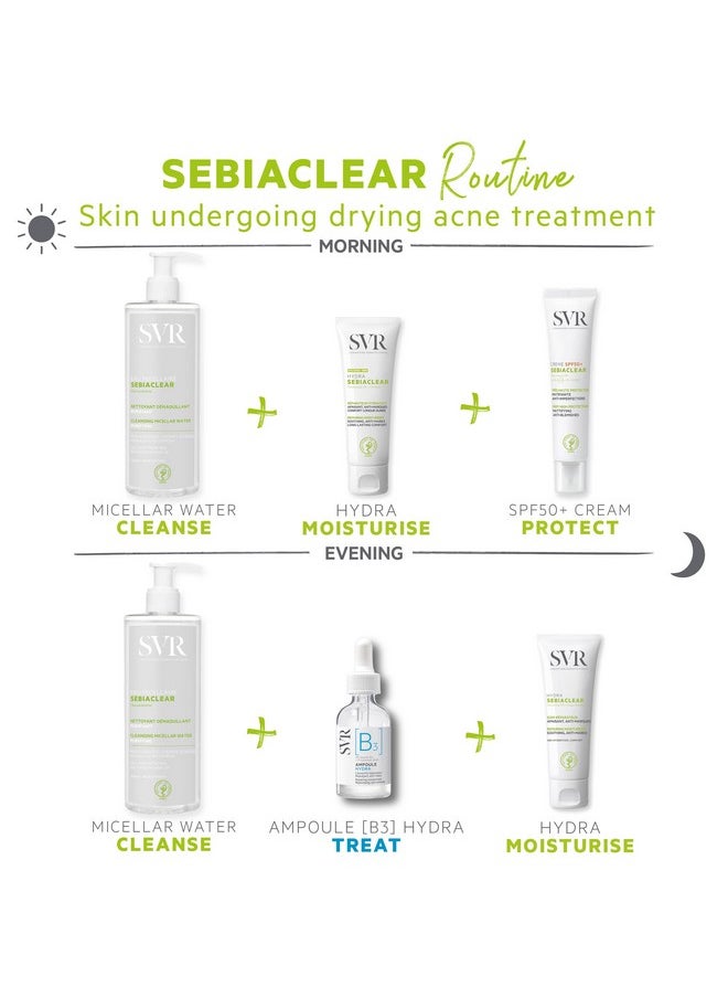 SVR Sebiaclear Moisturizing Face Cream - Soothing Moisturizer, Reduces the appearance of marks, with Niacinamide, Hyaluronic Acid and Ceramides for Oily Sensitive Skin, Non-Comedogenic. 1.4 oz.