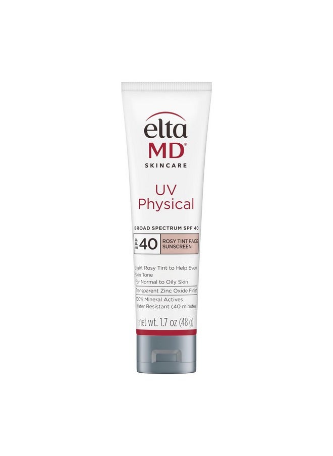 EltaMD UV Physical Rosy Tint Sunscreen for Face, SPF 41 Antixoidant Tinted Sunscreen, 100% Mineral Actives, 1.7 oz