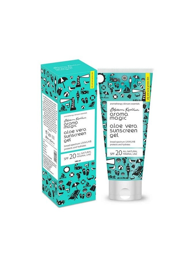 Aroma Magic Aloe Vera SPF 20 Sunscreen Body Gel | 3.38 Fl Oz (100ml) | with Broad Spectrum UVA/UVB Protection | Natural Face Sunblock for Men & Women