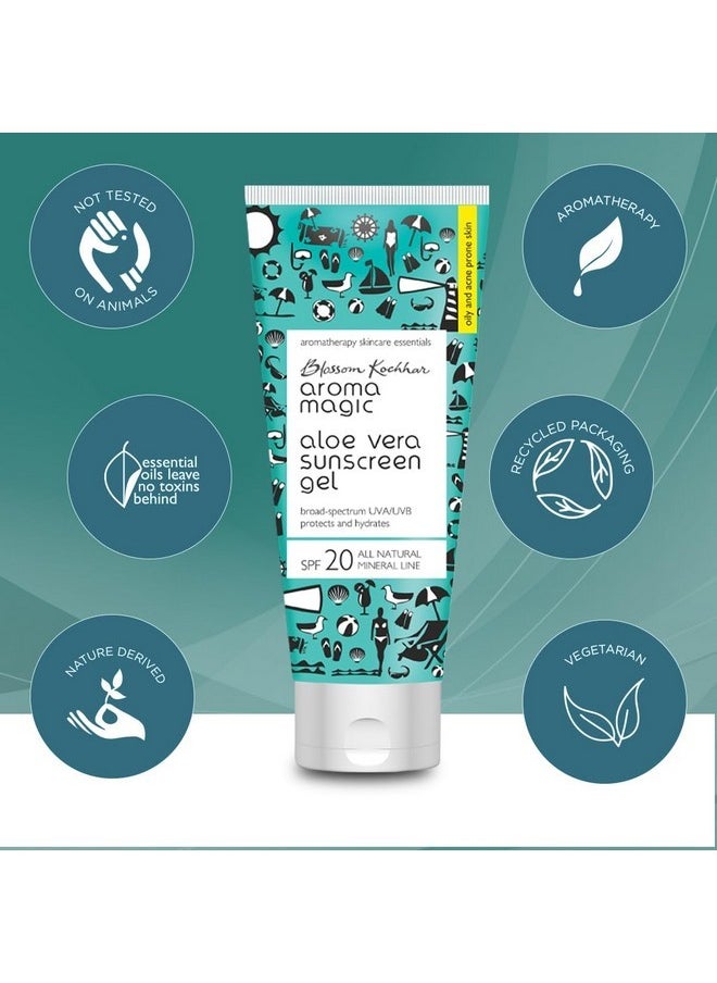 Aroma Magic Aloe Vera SPF 20 Sunscreen Body Gel | 3.38 Fl Oz (100ml) | with Broad Spectrum UVA/UVB Protection | Natural Face Sunblock for Men & Women