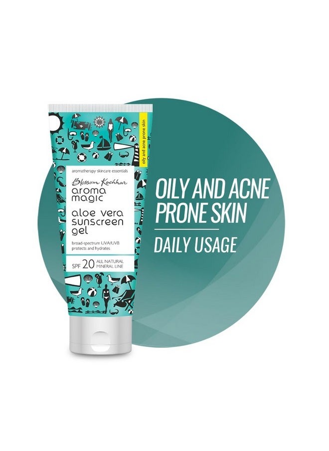 Aroma Magic Aloe Vera SPF 20 Sunscreen Body Gel | 3.38 Fl Oz (100ml) | with Broad Spectrum UVA/UVB Protection | Natural Face Sunblock for Men & Women