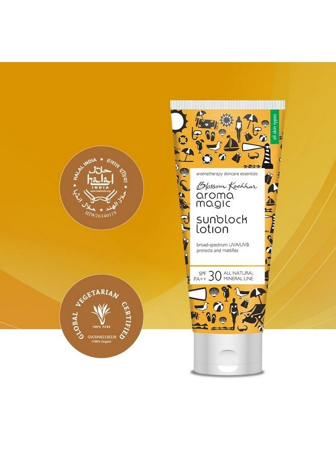 Aroma Magic Sunblock Sunscreen Lotion with SPF 30 | Broad Spectrum UVA/UVB Protection | Non-Nano Zinc Oxide Mineral Sunblock | 3.38 Fl Oz/100ml