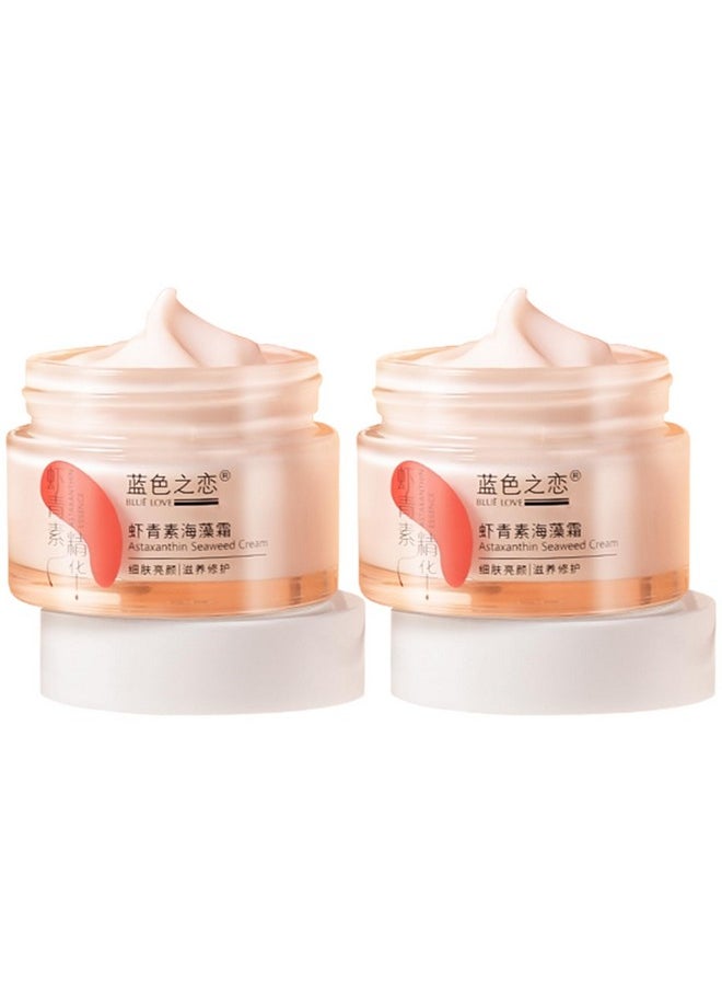BLUE LOVE 2PCS Astaxanthin Seaweed Face Cream for Men & Woman, Anti-Aging Hydration Facial Moisturizer Skincare for All Skin Types