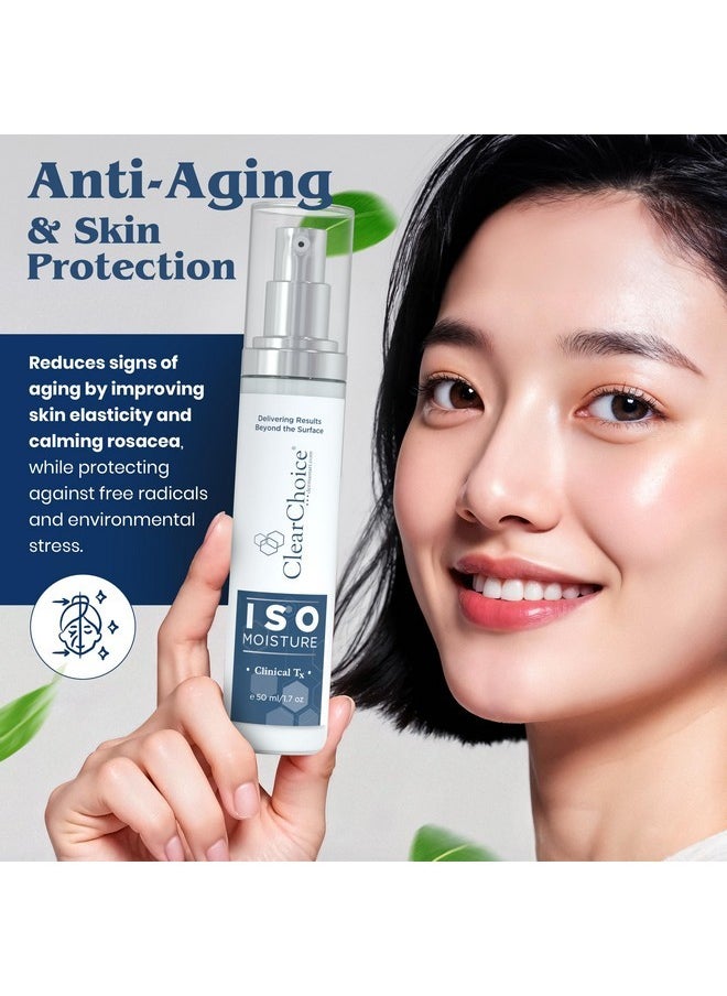 Clear Choice ISO Moisture - Hydrating Face Moisturizer with Green Tea, Centella Asiatica & Hyaluronic Acid, Anti-Aging, All-Day Hydration, Lightweight, Non-Greasy Formula for All Skin Types, 1.7 oz