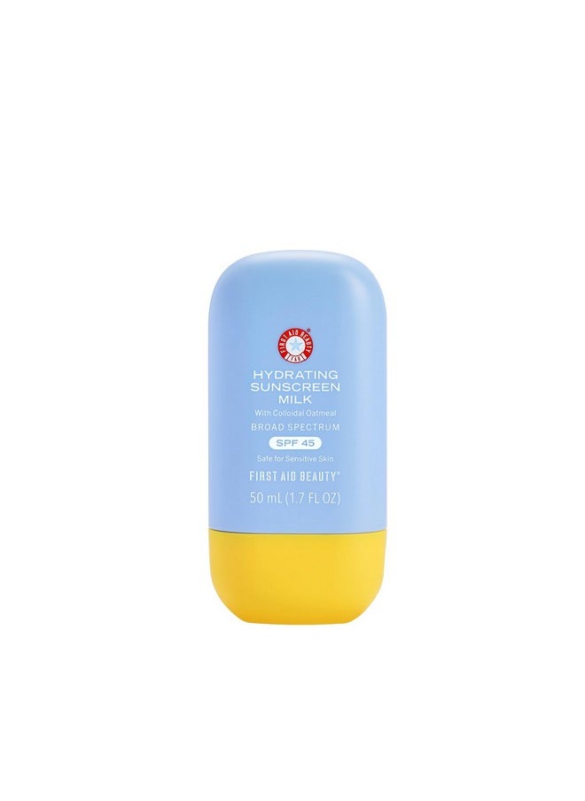 First Aid Beauty - Hydrating Sunscreen Milk with Colloidal Oatmeal, Broad Spectrum SPF 45, Non-comedogenic SPF Formula Helps Nourish Skin with Organic UV Filters & Glycerin, 24-hour Hydration, 1.7 oz