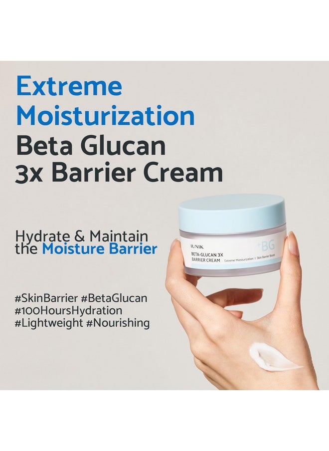 IUNIK Beta-Glucan Non-Sticky Deep Moisture Hydration 3x Barrier Cream Day&Night Moisturizer Quick Absorption Barrier Strengthening for Sensitive Dry Skin with Shea Butter Panthenol Korean Skincare