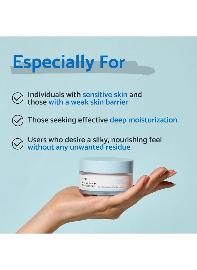IUNIK Beta-Glucan Non-Sticky Deep Moisture Hydration 3x Barrier Cream Day&Night Moisturizer Quick Absorption Barrier Strengthening for Sensitive Dry Skin with Shea Butter Panthenol Korean Skincare