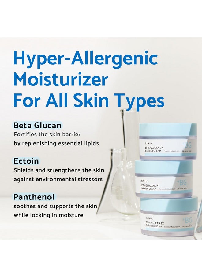 IUNIK Beta-Glucan Non-Sticky Deep Moisture Hydration 3x Barrier Cream Day&Night Moisturizer Quick Absorption Barrier Strengthening for Sensitive Dry Skin with Shea Butter Panthenol Korean Skincare