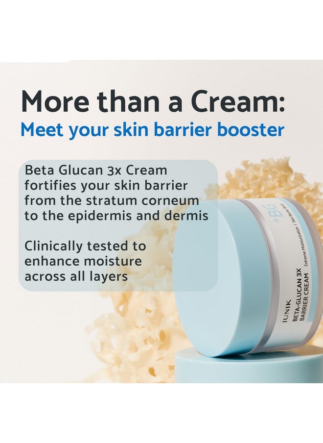 IUNIK Beta-Glucan Non-Sticky Deep Moisture Hydration 3x Barrier Cream Day&Night Moisturizer Quick Absorption Barrier Strengthening for Sensitive Dry Skin with Shea Butter Panthenol Korean Skincare