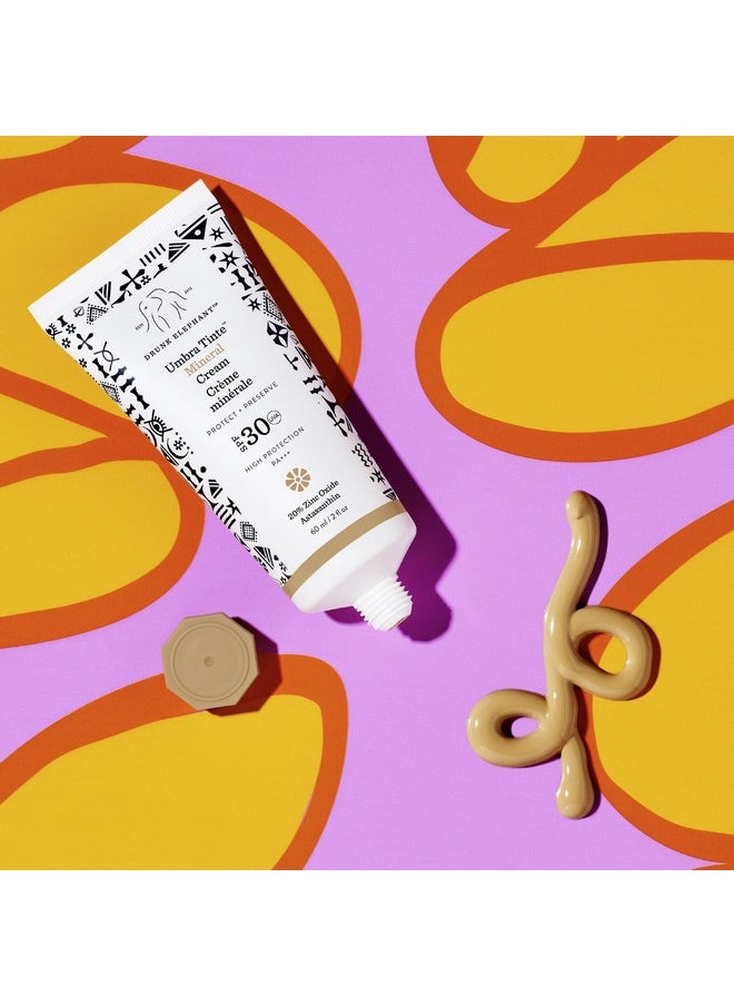 Drunk Elephant Umbra Tinte Mineral Cream SPF 30/PA+++ - 100% Mineral Sun Protection - Lightweight & Blendable - Free of Essential Oils, Silicones & Fragrances - Cruelty Free - 2 fl oz