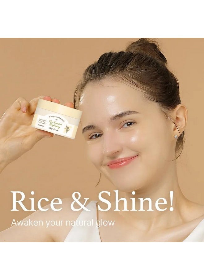 Deoproce Rice Enriched Extract Deep Cream, 8-Grain Complex Rice Moisturizing Face Cream, Lightweight Moisturizer Face Cream for Radiant and Glowing Skin Korean Skincare
