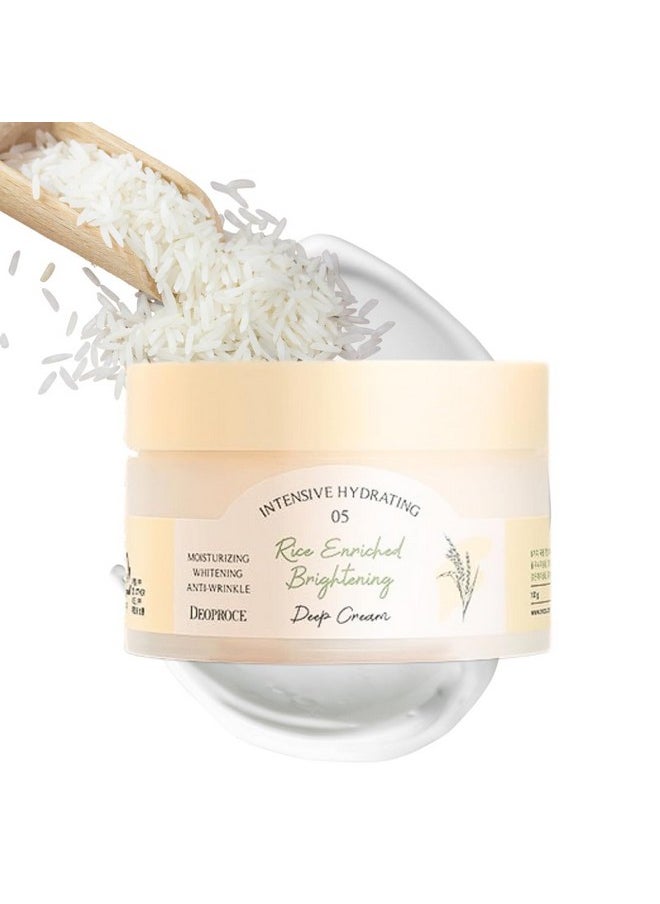 Deoproce Rice Enriched Extract Deep Cream, 8-Grain Complex Rice Moisturizing Face Cream, Lightweight Moisturizer Face Cream for Radiant and Glowing Skin Korean Skincare