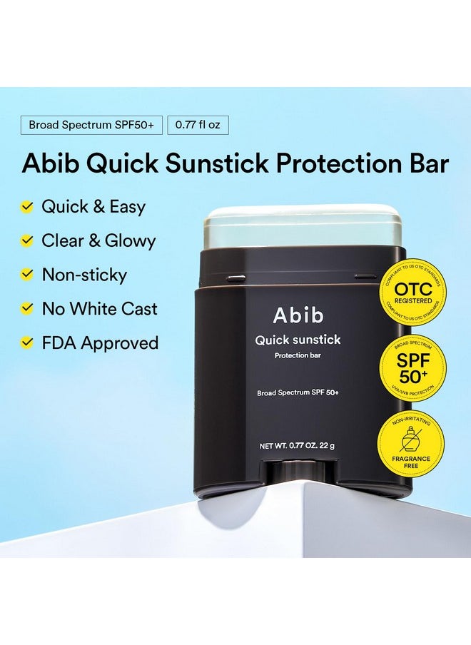 Abib Quick Sunstick Protection Bar SPF50+ 0.77 fl oz / 22 g | Korean Suncreen Stick Suncare Sunblock, No Whitecast, Protector Solar Barra, Centella Asiatica Extract, Aloe Extract, Ceramide NP
