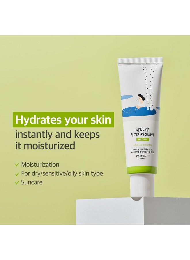 ROUND LAB Birch Juice Mild-up Sunscreen UV LOCK 1.69 Fl Oz SPF 50+ broad spectrum, Mineral Zinc Oxide Sunscreen for Sensitive Skin, Control Oil and Sebum, Ocean Friendly-Reef Safe, Korean Sunscreen