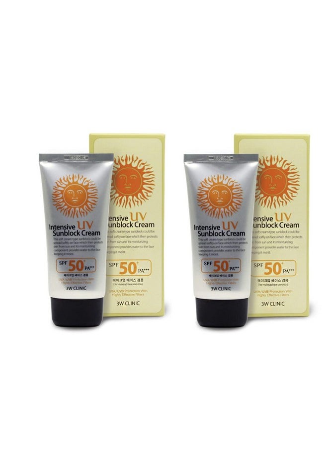 3W Clinic Intensive UV Sunblock Cream SPF50 PA+++ 70ml / 2.37 fl.oz(Pack of 2)