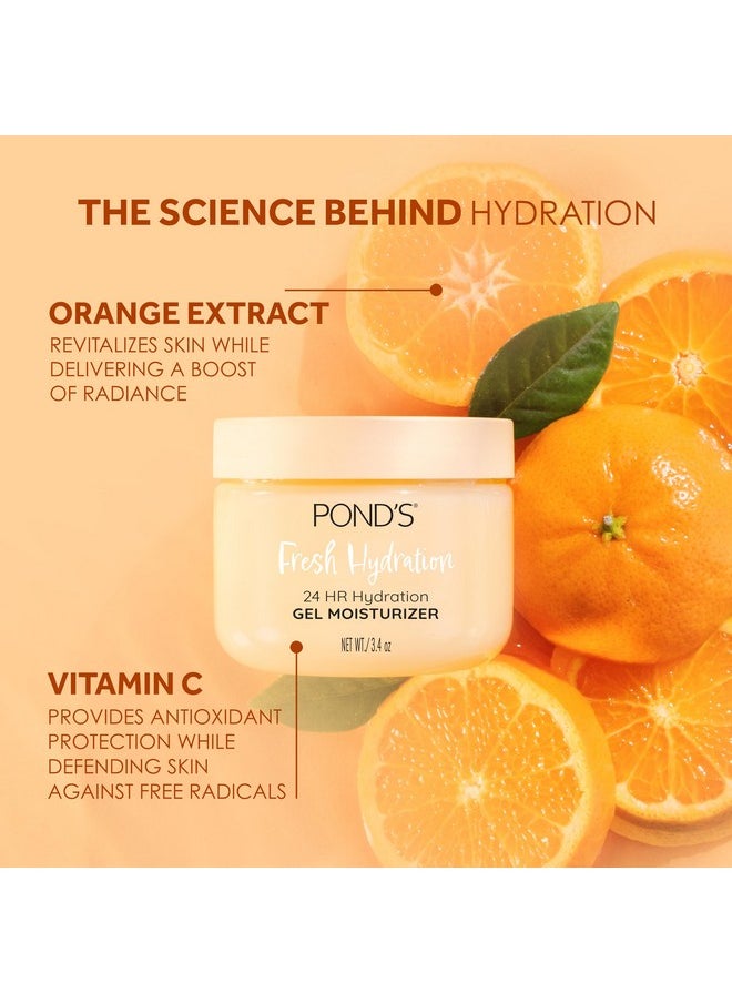 POND'S Orange Extract & Vitamin C Gel Face Moisturizer For Renewed and Luminous Skin, 3.4 oz