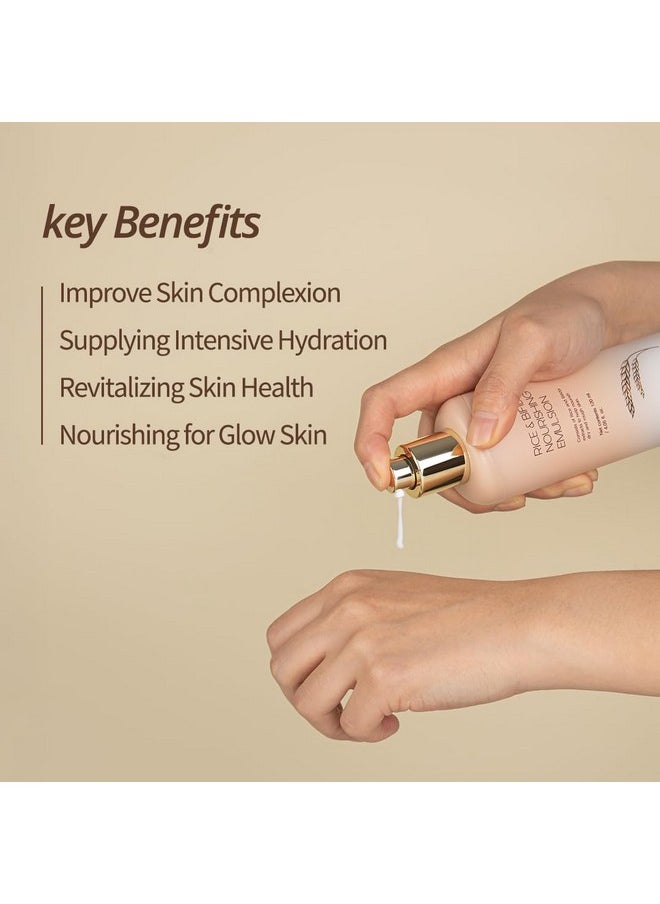 FARMSTAY Rice & Bifida Nourishing Emulsion, Dark Spots Correcting Remover with Niacinamide, Hydrating & Smoothing Rice Moisturizer for Glow Skin, for Women & Men, Korean Skin Care, 4.05 Fl. Oz.