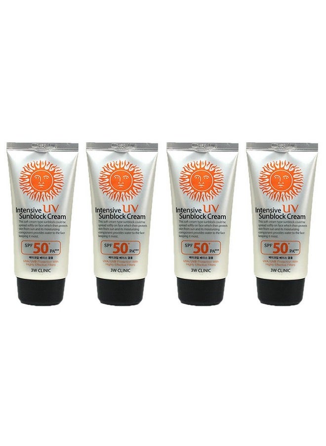 3W Clinic Intensive UV Sunscreen Sunblock Cream 4 Pack SPF50+ / PA+++ 70ml (2.3oz)