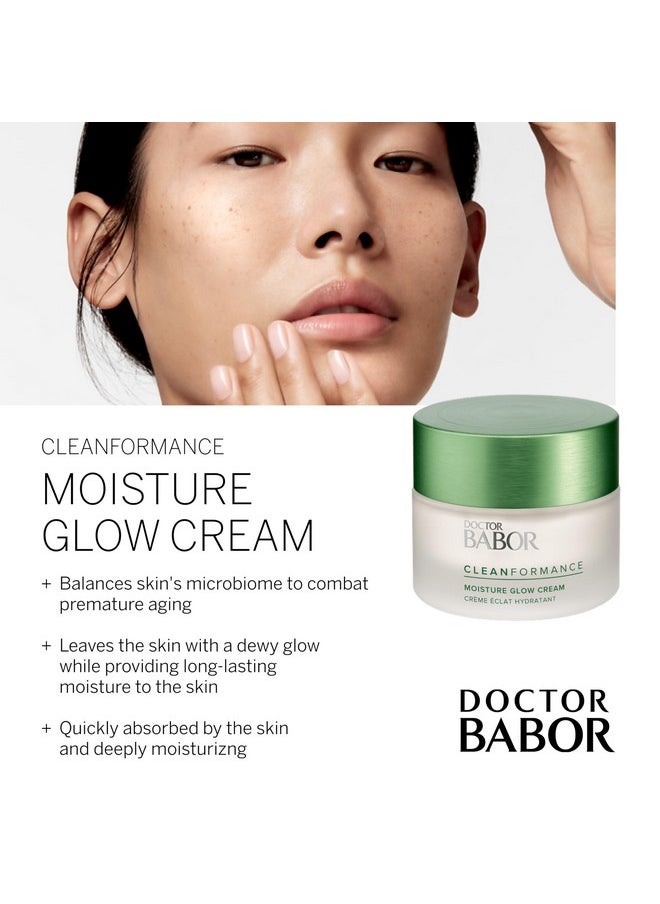 BABOR CLEANFORMANCE Moisture Glow Cream, Travel Daily Moisturizer with Light-Reflecting Pigments, Instant Glow and Hydration, Prebiotics & Probiotics Facial Cream, Radiant Even Complexion, 0.5 oz