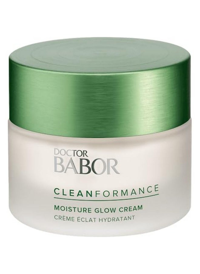 BABOR CLEANFORMANCE Moisture Glow Cream, Travel Daily Moisturizer with Light-Reflecting Pigments, Instant Glow and Hydration, Prebiotics & Probiotics Facial Cream, Radiant Even Complexion, 0.5 oz