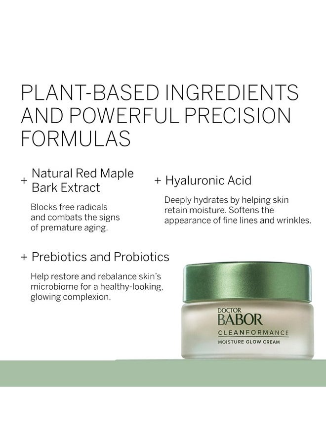BABOR CLEANFORMANCE Moisture Glow Cream, Travel Daily Moisturizer with Light-Reflecting Pigments, Instant Glow and Hydration, Prebiotics & Probiotics Facial Cream, Radiant Even Complexion, 0.5 oz