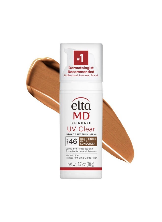 EltaMD UV Clear Deep Tinted Sunscreen for Face - Deep Tinted SPF 46 with Zinc Oxide, Oil-Free, Dermatologist Recommended Face Sunscreen, 1.7 oz