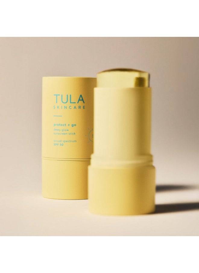 TULA Skin Care Protect + Go Dewy Glow Sunscreen Stick SPF 50 - Skincare-First, Non-Greasy, Mess-Free On-the-go Application & Reef-Safe with Pollution & Blue Light Protection, 0.5 oz.