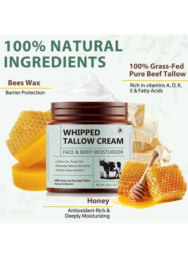 NIFEISHI Beef Tallow for Skin, 100% Tallow and Honey Balm, Beef Tallow Moisturizer for Face, Deeply Moisturizing for Face & Body, Unscented Fast Absorption-4.2 Oz