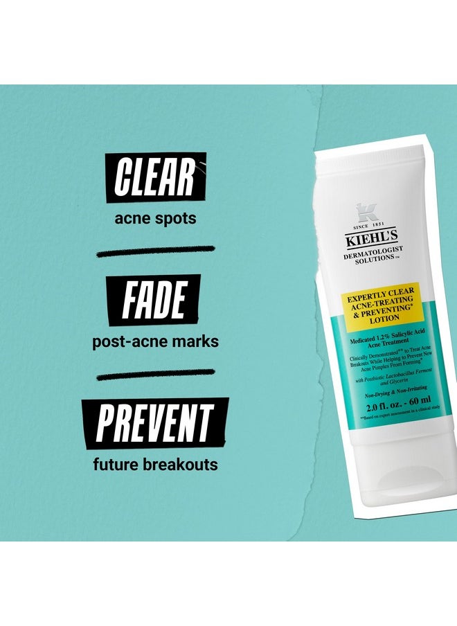 Kiehl's Expertly Clear Moisturizer with 1.2% Salicylic Acid & 2% Niacinamide, Hydrating Acne Treatment, Fades Post-acne Marks, Corrects Uneven Texture & Tone, Prevents Future Breakouts - 2 fl oz