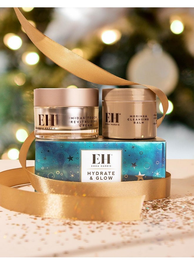Emma Hardie Hydrate & Glow Gift Set: Travel Size 30ml Moringa Cleansing Balm and Travel Size 50ml Midas Touch Revitalising Face Cream, Dermatologically Tested, Natural and Cruelty Free