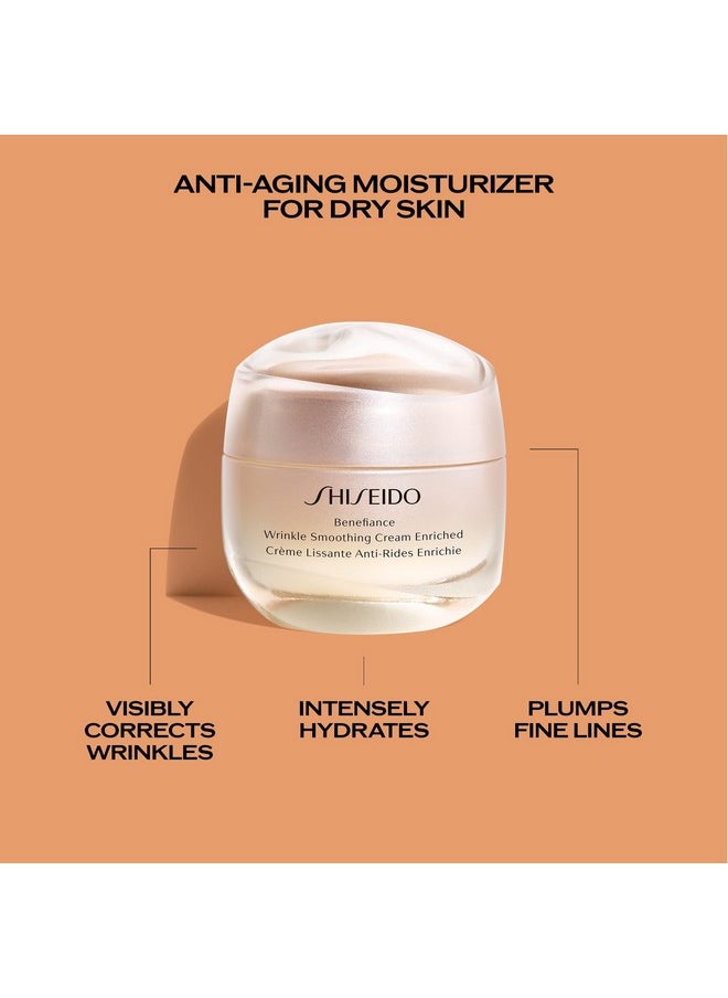 Shiseido Benefiance Wrinkle Smoothing Cream Enriched - Mini Size, 20 mL - Anti-Aging Moisturizer for Dry to Very Dry Skin - Visibly Corrects Wrinkles & Intensely Hydrates - Non-Comedogenic