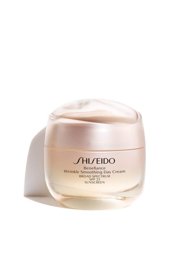 Shiseido Benefiance Wrinkle Smoothing Day Cream - 50 mL - Broad-Spectrum SPF 23 Anti-Aging Moisturizer - Visibly Corrects Wrinkles & Intensely Hydrates - Non-Comedogenic